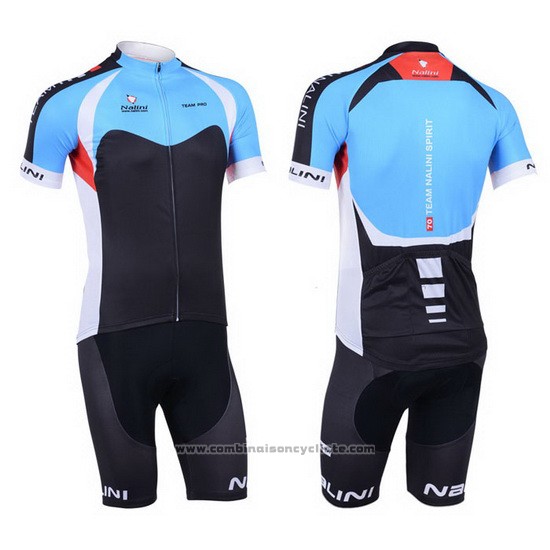 2013 Maillot Cyclisme Nalini Noir et Azur Manches Courtes et Cuissard