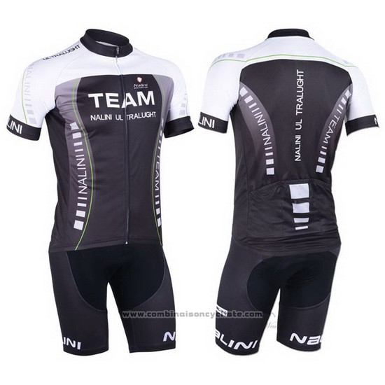 2013 Maillot Cyclisme Nalini Noir et Gris Manches Courtes et Cuissard