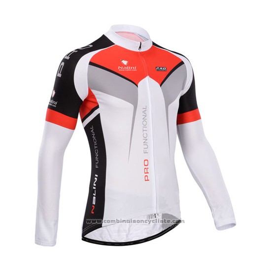 2014 Maillot Cyclisme Nalini Noir et Blanc Manches Longues et Cuissard