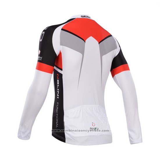 2014 Maillot Cyclisme Nalini Noir et Blanc Manches Longues et Cuissard