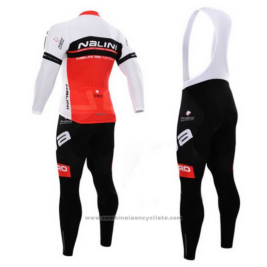 2015 Maillot Cyclisme Nalini Rouge et Blanc Manches Longues et Cuissard