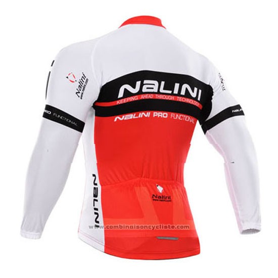 2015 Maillot Cyclisme Nalini Rouge et Blanc Manches Longues et Cuissard