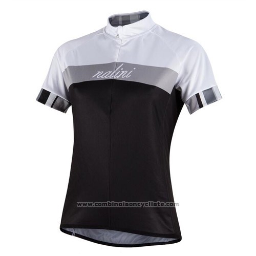 2016 Maillot Cyclisme Nalini Argent et Noir Manches Courtes et Cuissard