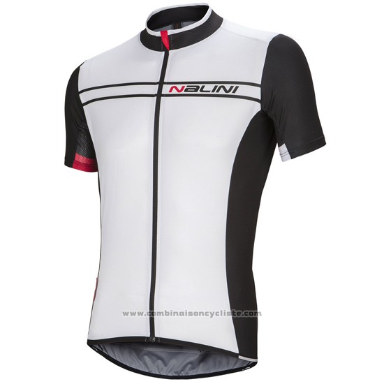 2016 Maillot Cyclisme Nalini Blanc et Noir Manches Courtes et Cuissard