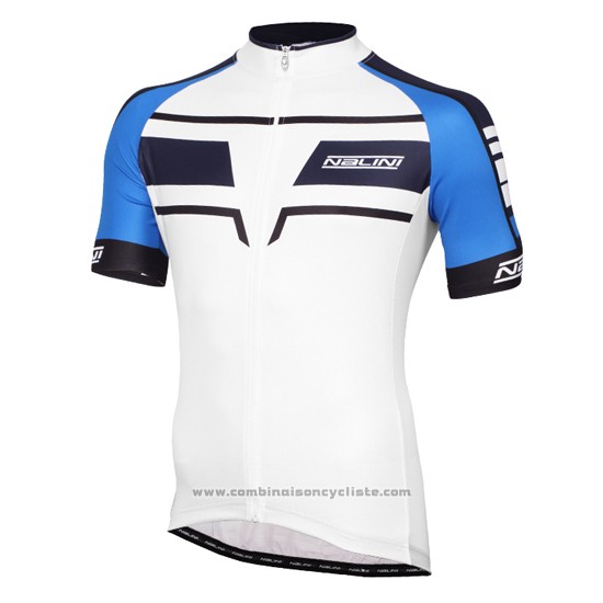 2016 Maillot Cyclisme Nalini Bleu et Blanc Manches Courtes et Cuissard