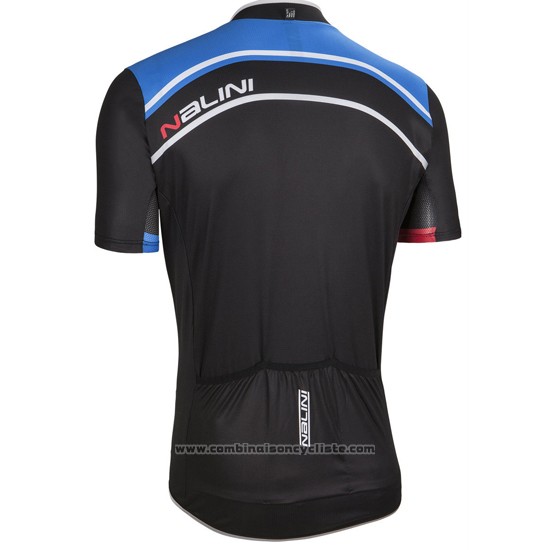 2016 Maillot Cyclisme Nalini Bleu et Noir Manches Courtes et Cuissard