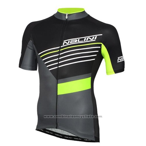 2016 Maillot Cyclisme Nalini Noir et Vert Manches Courtes et Cuissard