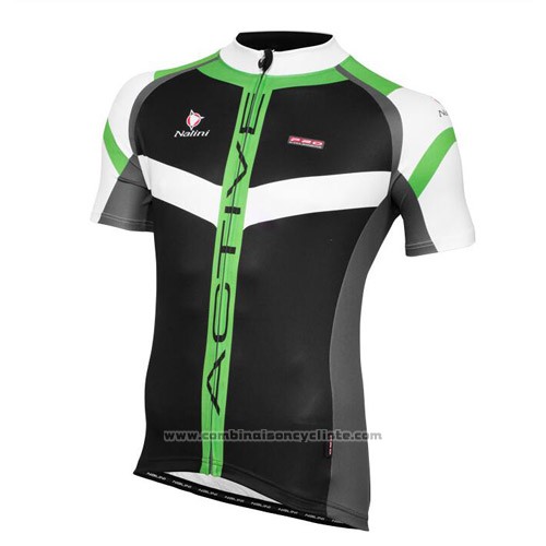2016 Maillot Cyclisme Nalini Vert Noir Manches Courtes et Cuissard