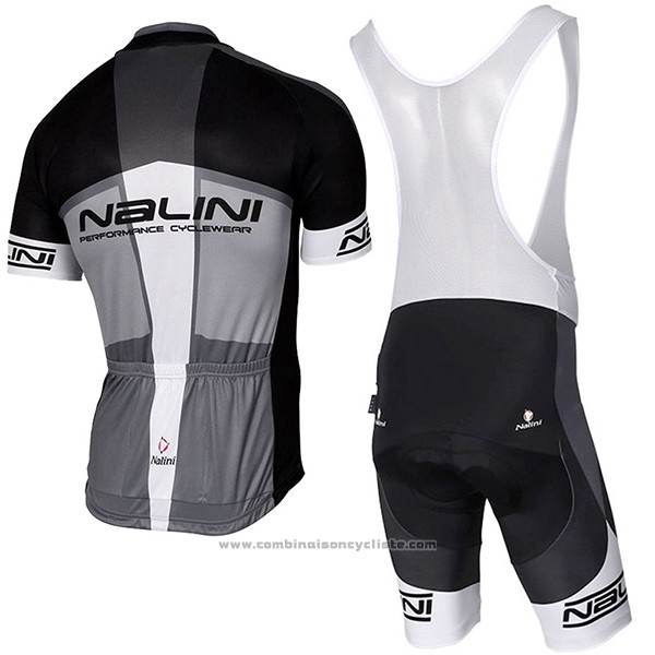 2017 Maillot Cyclisme Nalini Artico Gris et Noir Manches Courtes et Cuissard