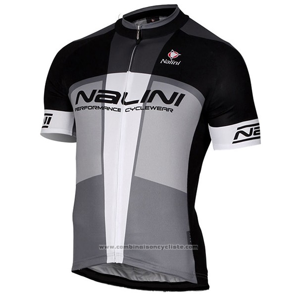 2017 Maillot Cyclisme Nalini Artico Gris et Noir Manches Courtes et Cuissard