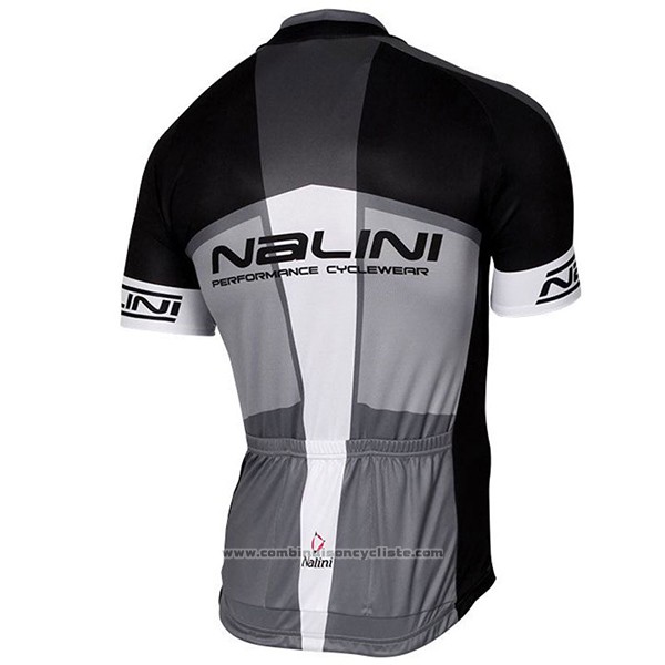 2017 Maillot Cyclisme Nalini Artico Gris et Noir Manches Courtes et Cuissard