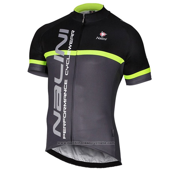 2017 Maillot Cyclisme Nalini Brivio Noir et Gris Manches Courtes et Cuissard