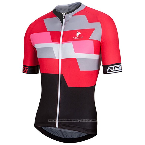 2017 Maillot Cyclisme Nalini Cervino Rouge et Noir Manches Courtes et Cuissard