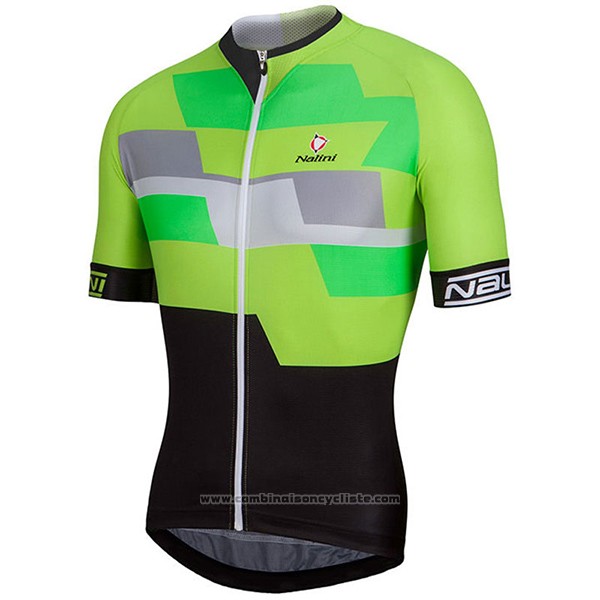 2017 Maillot Cyclisme Nalini Cervino Vert et Noir Manches Courtes et Cuissard