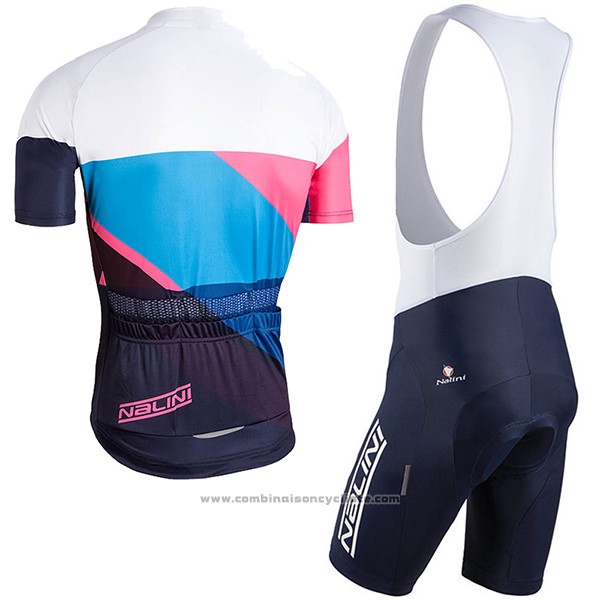 2017 Maillot Cyclisme Nalini Champion Bleu et Blanc Manches Courtes et Cuissard