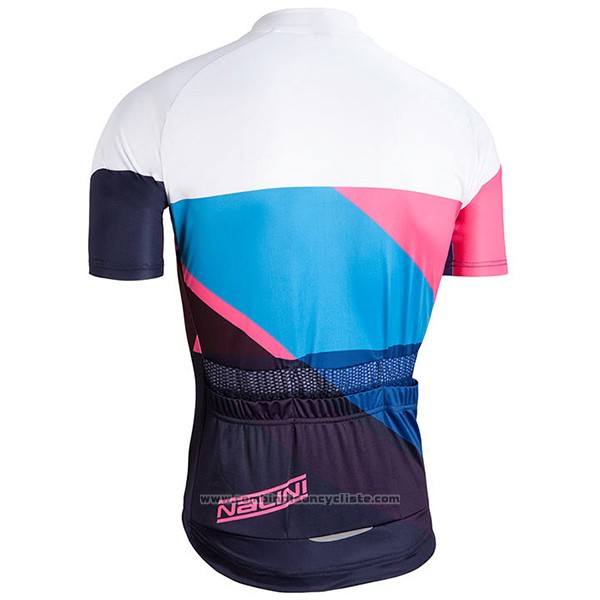 2017 Maillot Cyclisme Nalini Champion Bleu et Blanc Manches Courtes et Cuissard