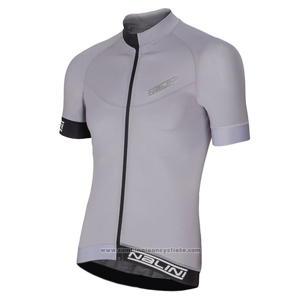 2017 Maillot Cyclisme Nalini Curva Slate Argent Manches Courtes et Cuissard