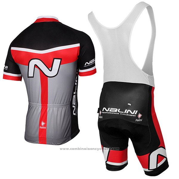 2017 Maillot Cyclisme Nalini Navision Noir et Gris Manches Courtes et Cuissard