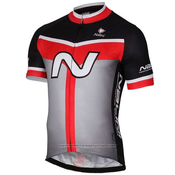2017 Maillot Cyclisme Nalini Navision Noir et Gris Manches Courtes et Cuissard