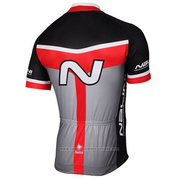 2017 Maillot Cyclisme Nalini Navision Noir et Gris Manches Courtes et Cuissard