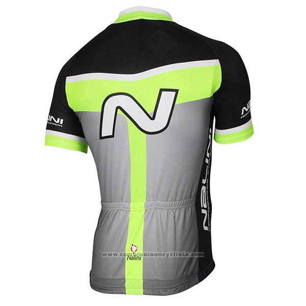 2017 Maillot Cyclisme Nalini Navision Vert et Gris Manches Courtes et Cuissard