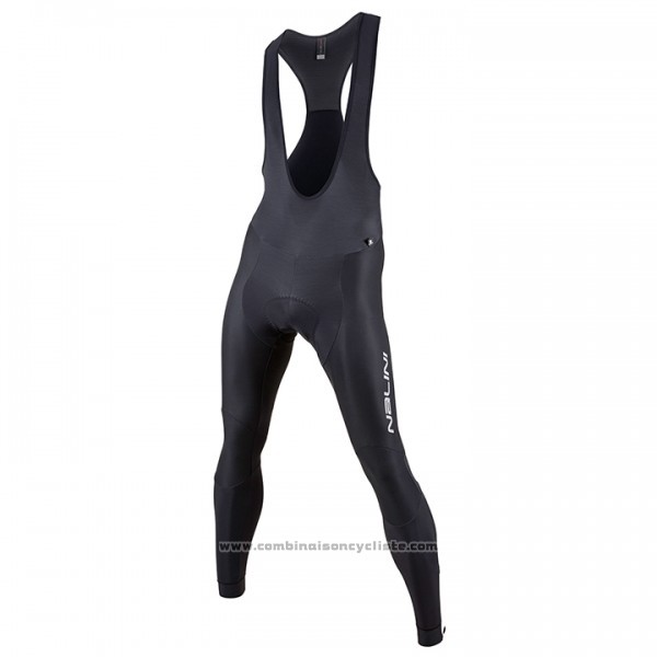 2017 Maillot Cyclisme Nalini Noir et Gris Manches Longues et Cuissard
