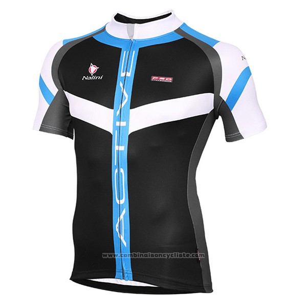 2017 Maillot Cyclisme Nalini Rigel Noir et Bleu Manches Courtes et Cuissard