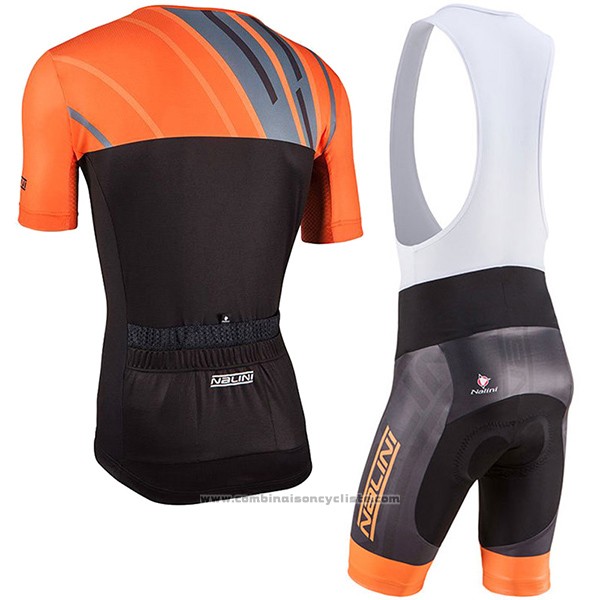 2017 Maillot Cyclisme Nalini Roma Noir et Orange Manches Courtes et Cuissard