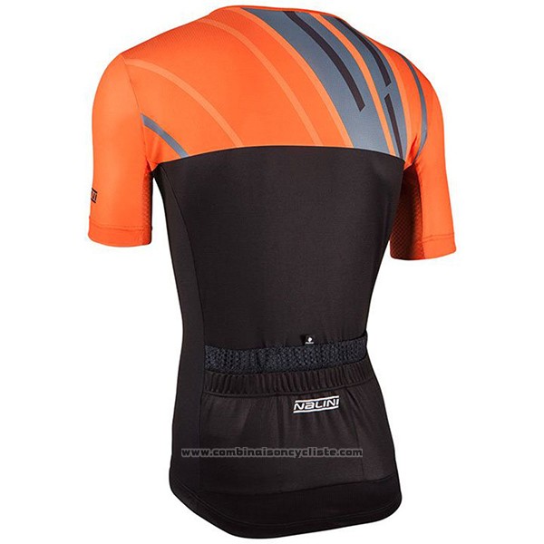 2017 Maillot Cyclisme Nalini Roma Noir et Orange Manches Courtes et Cuissard