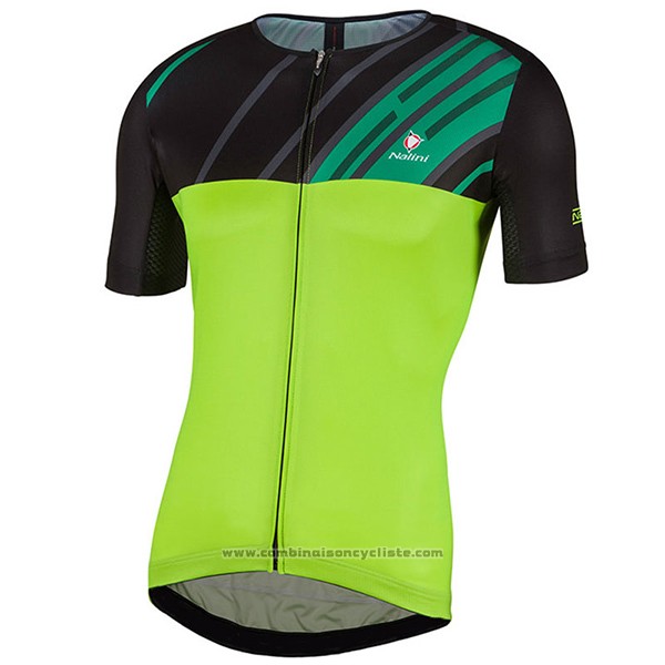 2017 Maillot Cyclisme Nalini Roma Noir et Vert Manches Courtes et Cuissard