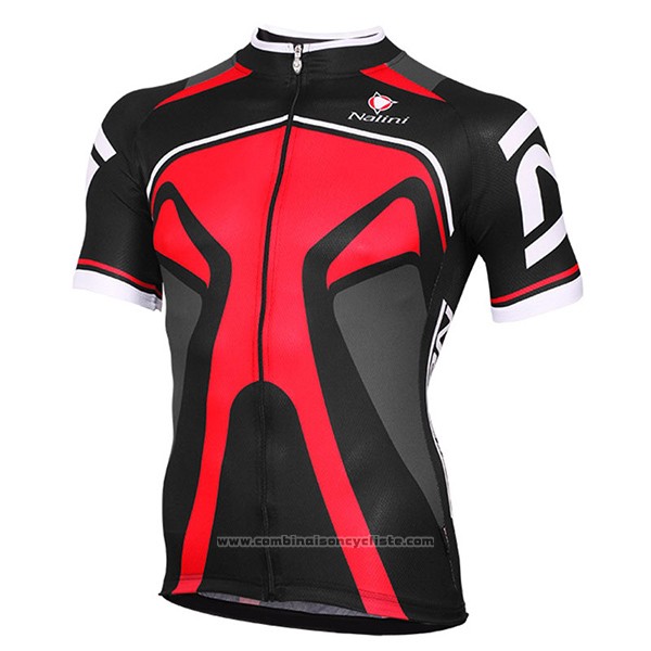2017 Maillot Cyclisme Nalini Salorno Noir et Rouge Manches Courtes et Cuissard