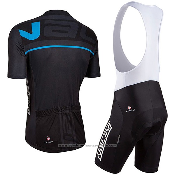 2017 Maillot Cyclisme Nalini Speed Noir et Bleu Manches Courtes et Cuissard
