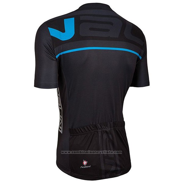 2017 Maillot Cyclisme Nalini Speed Noir et Bleu Manches Courtes et Cuissard