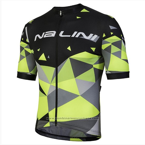 2018 Maillot Cyclisme Nalini Ahs Discesa Noir et Vert Manches Courtes et Cuissard