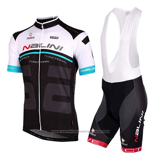 2018 Maillot Cyclisme Nalini Blanc et Noir Manches Courtes et Cuissard