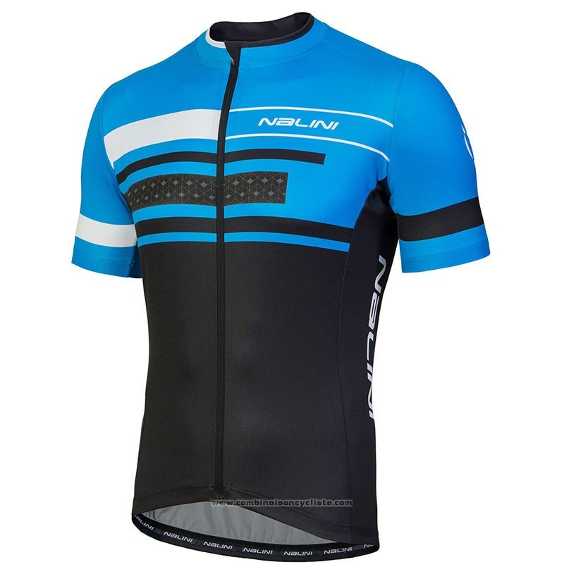 2018 Maillot Cyclisme Nalini Fatica Bleu Manches Courtes et Cuissard