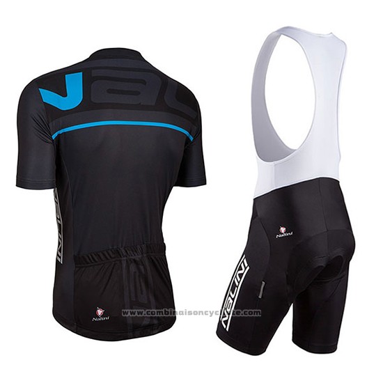2018 Maillot Cyclisme Nalini Noir et Bleu Manches Courtes et Cuissard