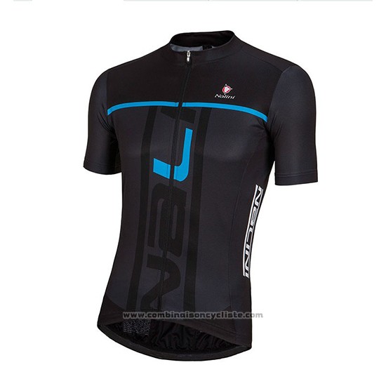 2018 Maillot Cyclisme Nalini Noir et Bleu Manches Courtes et Cuissard