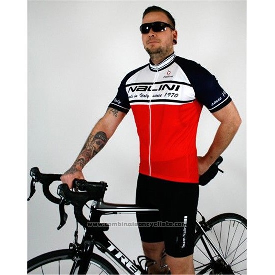 2019 Maillot Cyclisme Nalini Blanc Rouge Noir Manches Courtes et Cuissard