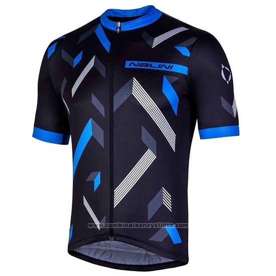 2019 Maillot Cyclisme Nalini Descesa 2.0 Noir Bleu Manches Courtes et Cuissard