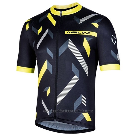 2019 Maillot Cyclisme Nalini Descesa 2.0 Noir Jaune Manches Courtes et Cuissard
