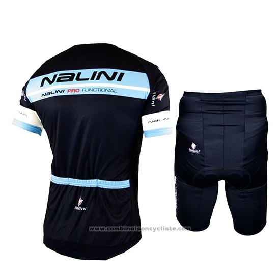 2019 Maillot Cyclisme Nalini Noir Bleu Manches Courtes et Cuissard