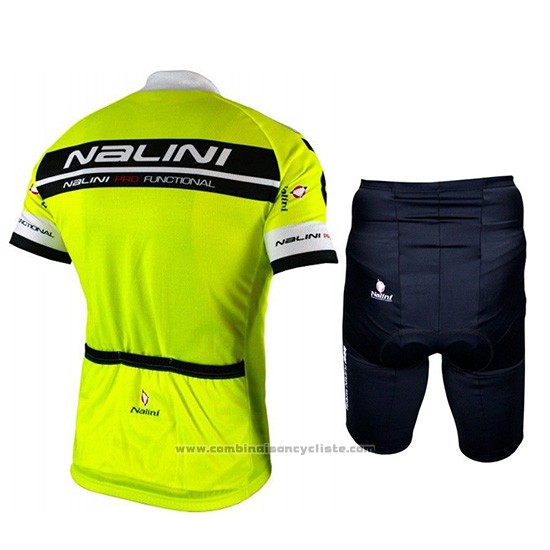 2019 Maillot Cyclisme Nalini Noir Brillant Vert Manches Courtes et Cuissard