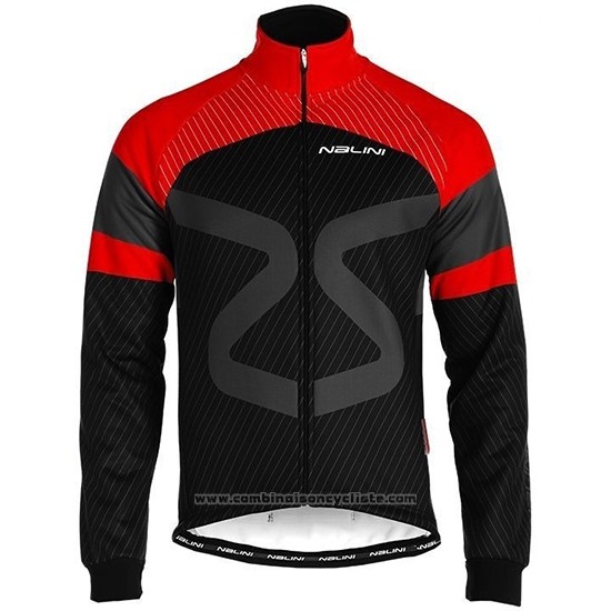 2019 Maillot Cyclisme Nalini Noir Rouge Manches Longues et Cuissard