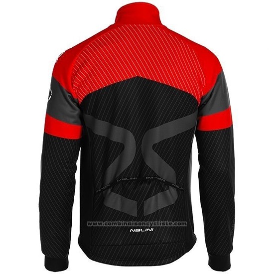 2019 Maillot Cyclisme Nalini Noir Rouge Manches Longues et Cuissard