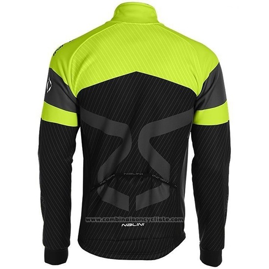 2019 Maillot Cyclisme Nalini Noir Vert Manches Longues et Cuissard