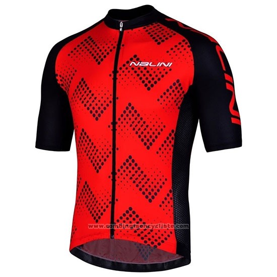 2019 Maillot Cyclisme Nalini Podio 2.0 Noir Rouge Manches Courtes et Cuissard