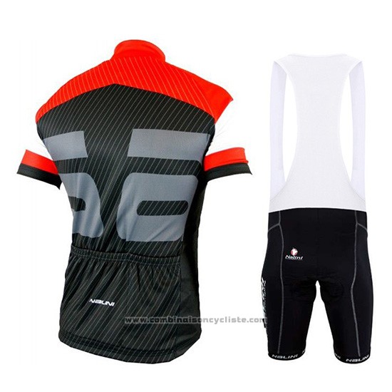2019 Maillot Cyclisme Nalini Rouge Noir Manches Courtes et Cuissard