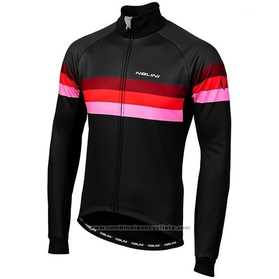 2019 Maillot Cyclisme Nalini Warm 2.0 Noir Rouge Manches Longues et Cuissard