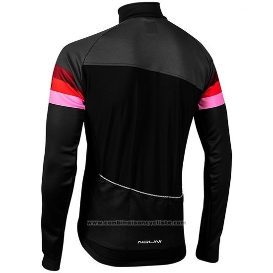 2019 Maillot Cyclisme Nalini Warm 2.0 Noir Rouge Manches Longues et Cuissard